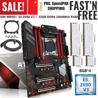 X99 MR9D Motherboard LGA 2011-3 Xeon 2690 V3 CPU Comb 32GB DDR4 2666 MHz RAM M.2