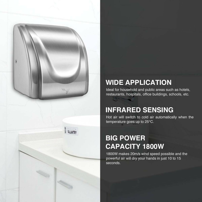 Hand Dryer Electric Automatic Hot Air Hand Blower For Home Commercial 1800W 2PCS