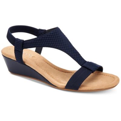 Alfani Womens Vacanzaa Navy Wedge Sandals Shoes 8 Medium (B,M) BHFO 5400