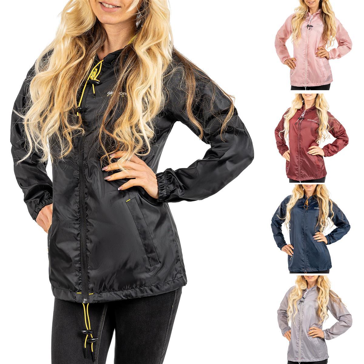 Geo Norway Damen Windbreaker Funktional wasserabweisend mit 2x Seitentaschen