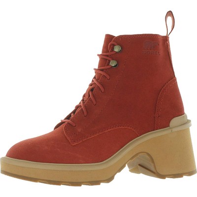 Sorel Womens Hi Line Heel Lace Red Ankle Boots Shoes 7.5 Medium (B,M) BHFO 2085