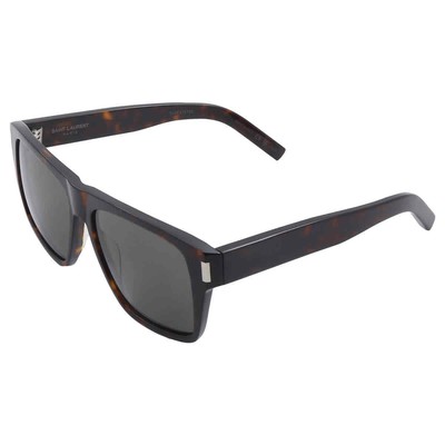 Pre-owned Saint Laurent Grey Square Ladies Sunglasses Sl 424 002 56 Sl 424 002 56 In Gray