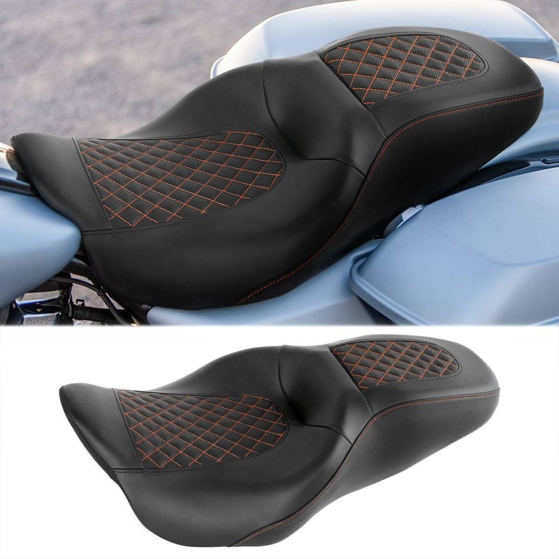 Orange Stitching Driver Passenger Seat For Harley Touring Street Glide