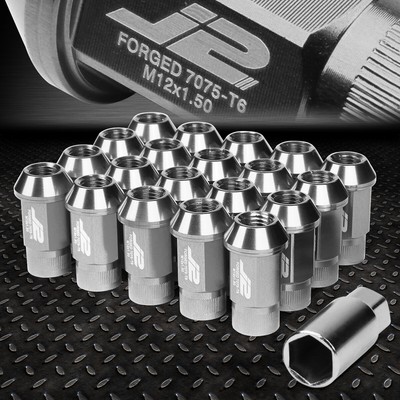 J2 ENGINEERING 7075 АЛЮМИНИЙ M12X1.5 20ШТ 44 ММ ГАЙКА С ОТКРЫТЫМ НАКОНЕЧНИКОМ и ПЕРЕХОДНИКОМ СЕРЕБРИСТОГО ЦВЕТА