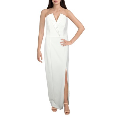 Женское белое атласное платье с корсетом Betsy & Adam Tru Formal Evening Dress 4 BHFO 0026