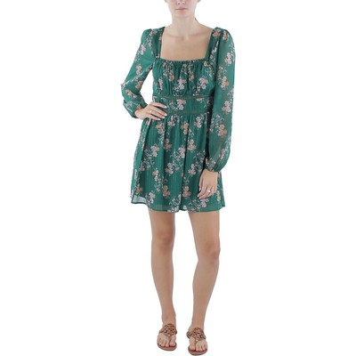Женское зеленое платье Trixxi с цветочным принтом в стиле металлик, облегающее мини-платье-клеш L BHFO 9875