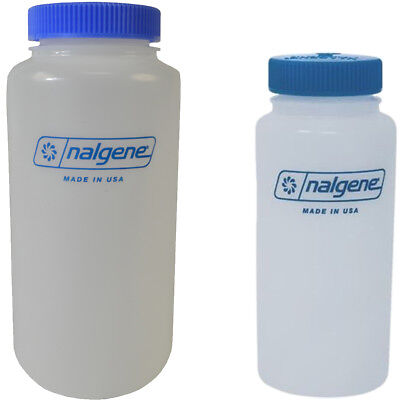 Nalgene HDPE Plastic Wide Mouth Storage Bottle - Clear/Blue
