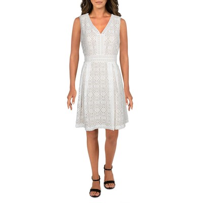 

Женское дневное мини-платье Kensie из кружева цвета слоновой кости с v-образным вырезом  BHFO 5509, Цвет слоновой кости