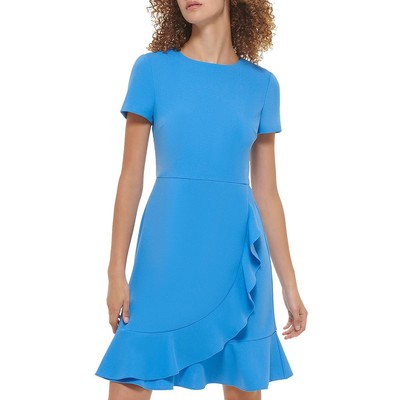 Karl Lagerfeld Paris Womens Blue Above Knee Ruffled Mini Dress 8 BHFO 7502