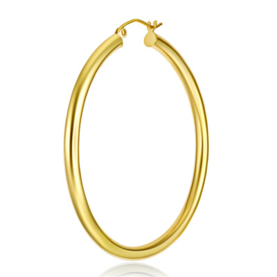 Pre-owned Wellingsale 14k Yellow Gold 3mm Classic Hoop Earrings (45mm Diameter)