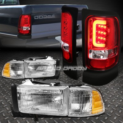 ХРОМИРОВАННЫЙ КОРПУС ФАРЫ + КРАСНАЯ ЛИНЗА, 3D СВЕТОДИОДНЫЙ ЗАДНИЙ СТОП-СИГНАЛ ДЛЯ 94-02 DODGE RAM