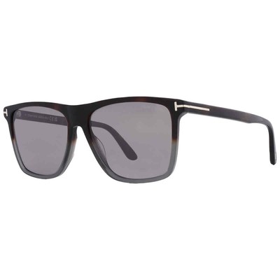 Pre-owned Tom Ford Fletcher Smoke Mirror Browline Men's Sunglasses Ft0832 55c 59 In Gray