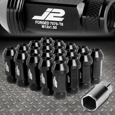 J2 ENGINEERING 7075 АЛЮМИНИЙ M12X1.5 20ШТ 50 ММ ГАЙКИ С НАКАТКОЙ НА ВЕРХНЕЙ ЧАСТИ + КЛЮЧ ЧЕРНЫЙ