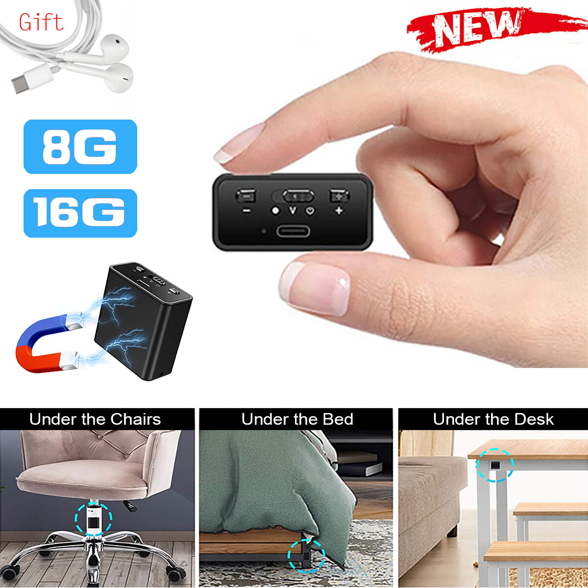 Voice Activated Dictaphone Audio Recording Device Us