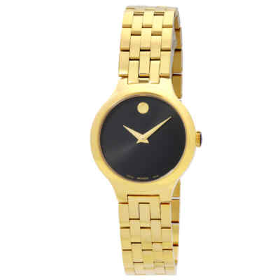 Женские часы Movado Veturi с кварцевым черным циферблатом 0608046