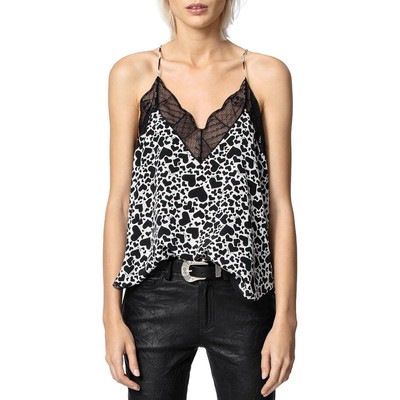 

Женский топ-бретелька Zadig - Voltaire Christy черного цвета с шелковой кружевной отделкой  BHFO 3643, Vanille, Christy