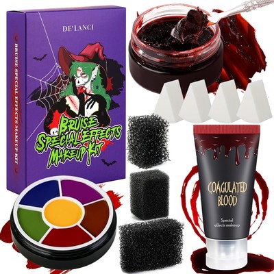 Halloween SFX Makeup Kit, Bruise Wheel and Blood SFX Makeup Kit for Fake Scar...