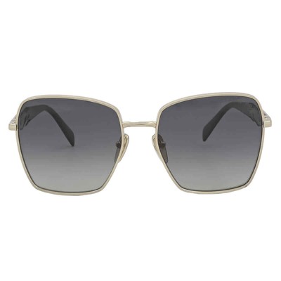 Pre-owned Prada Polarized Grey Gradient Square Ladies Sunglasses Pr 64zs Zvn5w1 57 In Gray