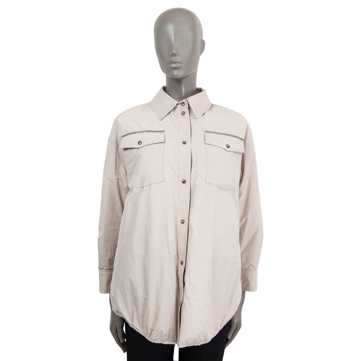 67009 auth BRUNELLO CUCINLLI beige MONILI CHAIN PADDED DOWN