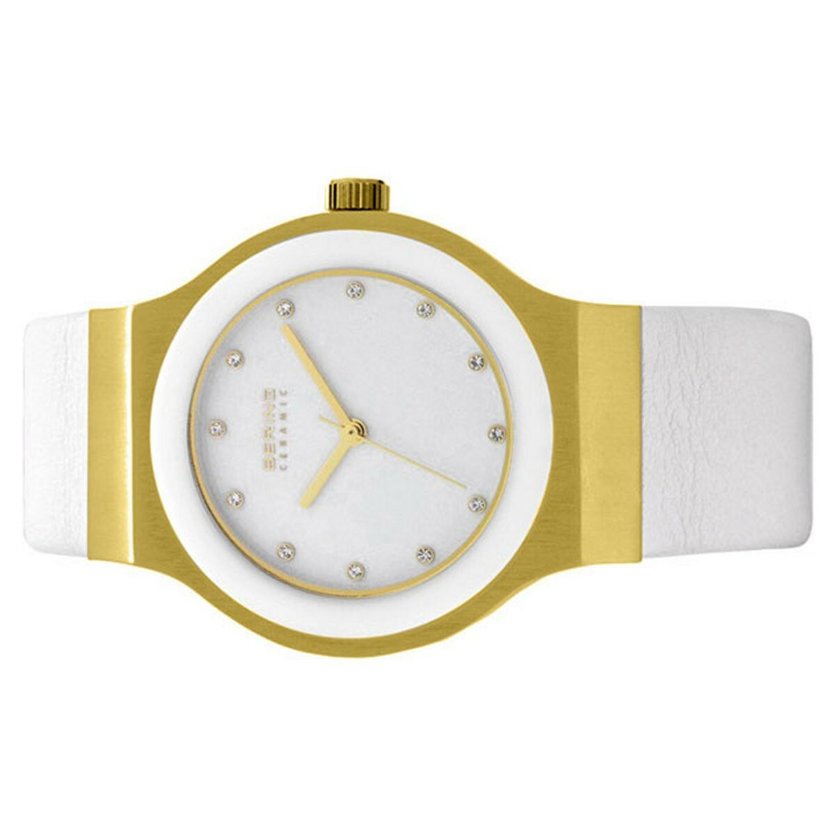 Pre-owned Bering Ladies Watch Wristwatch Slim Ceramic - 32538-854 Leather