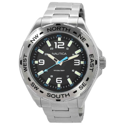 Мужские кварцевые часы Nautica Clearwater Beach с черным циферблатом NAPCWS301