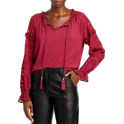 

Cupio Womens Red Burnout Chiffon Blouse Pullover Top Shirt  BHFO 2388, Wild currant