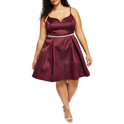 Женское мини-платье для коктейлей и вечеринок из красной тафты B. Darlin Plus 14W BHFO 4048