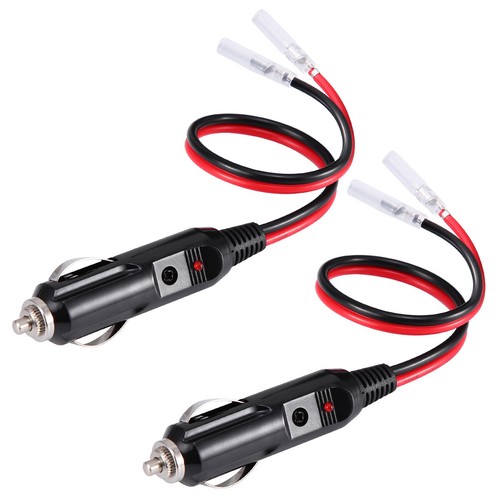12V~24V Fused LED Light Cigarette Lighter Male Plug Replacement with Leads LOT