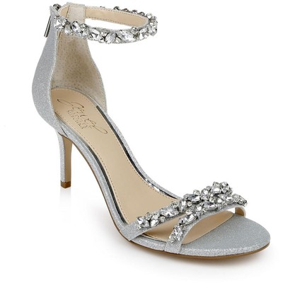 Женские босоножки Jewel Badgley Mischka под платье Caroline Silver 7.5 среднего размера (B,M) 0011
