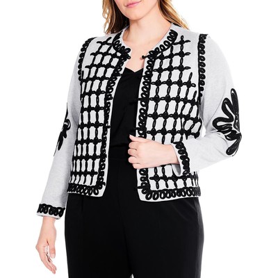 Женская рубашка Nic + Zoe серого цвета с многослойной аппликацией и длинными рукавами на пуговицах плюс 2X BHFO 5380