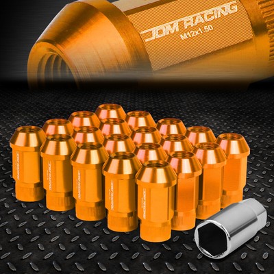 [20шт] Набор гаек с алюминиевыми колесными наконечниками M12x1.5 с открытым концом + Удлинительный адаптер оранжевого цвета