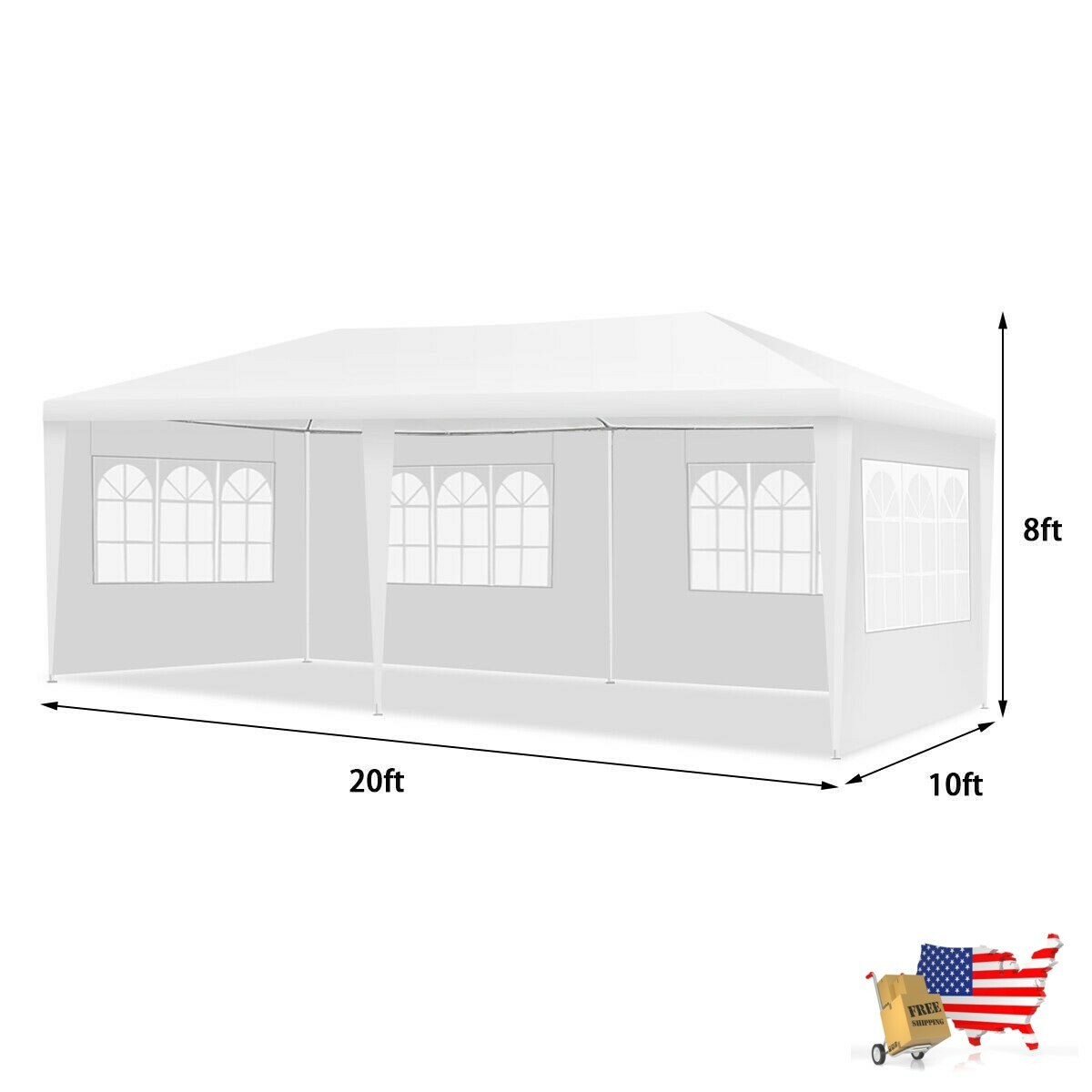 10 x 20 ft Outdoor Party Wedding Canopy Tent with Removable Walls and Carry Bag