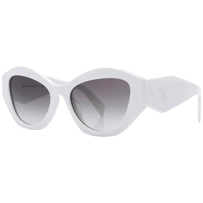 Pre-owned Prada Grey Gradient Cat Eye Ladies Sunglasses Pr 07ysf 142130 55 Pr 07ysf 142130 In Gray
