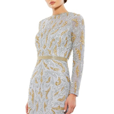 Женское серое вечернее платье Mac Duggal с украшением 14 BHFO 5091