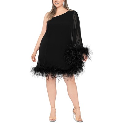 Женское черное асимметричное мини-платье длиной выше колена Betsy & Adam Plus 22W BHFO 4057
