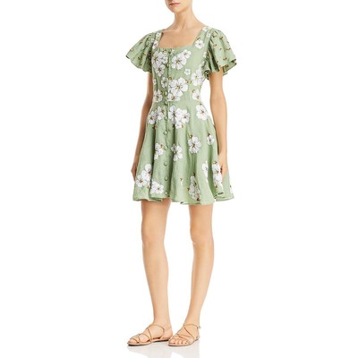 

Женский хлопковый сарафан All Things Mochi Kay Green с цветочным принтом  BHFO 4766, Зеленый