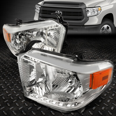 ДЛЯ 14-21 TOYOTA TUNDRA ХРОМИРОВАННЫЙ КОРПУС С ЖЕЛТЫМИ УГЛОВЫМИ ЛАМПАМИ ДЛЯ ЗАМЕНЫ ФАР
