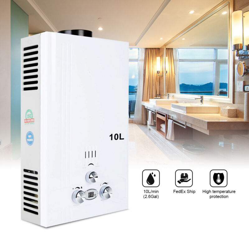 10L 2.6GPM Tankless LPG Propane Gas Water Heater On-Demand Water Boiler w/Shower