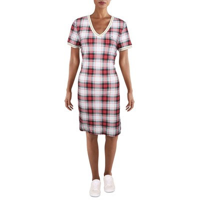 Женское мини-платье-футболка в клетку Tommy Hilfiger в красную клетку-металлик, L BHFO 7314