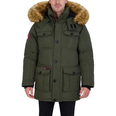 

Canada Weather Gear Mens Green Faux Fur Utility Parka Coat Outerwear  BHFO 4078, Olive