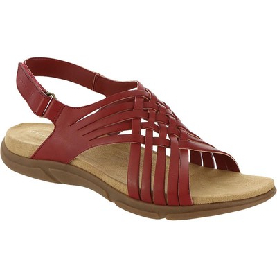 Женские красные кожаные сандалии на плоской подошве Easy Spirit Mar шириной 8 см (C, D, W) BHFO 1217