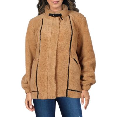

DKNY Женское Коричневое Уютное Тедди Пальто Из Искусственного Меха Верхняя Одежда  BHFO 6302, Camel/black