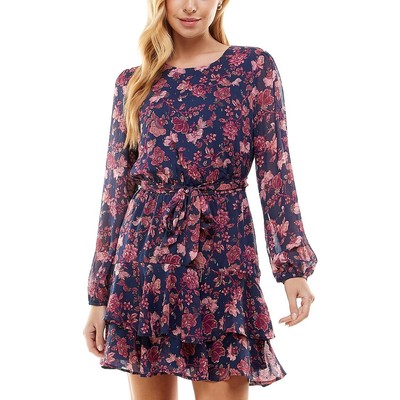City Studio Womens Navy Party Short Floral Mini Dress Juniors XS BHFO 7210