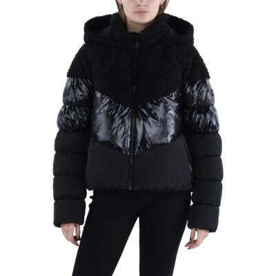 Женская укороченная куртка-пуховик DKNY из черного искусственного меха для холодной погоды, пальто XL BHFO 5601