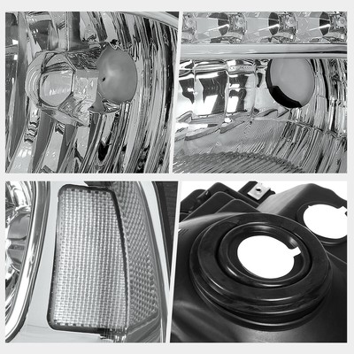 For 05-07 Ford F250/F350 Super Duty Chrome Housing Headlight Clear Corner Lamps