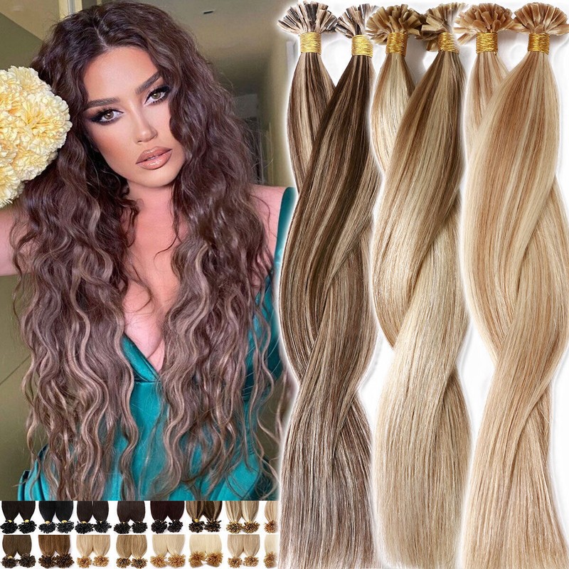 AAA Pre Bonded Keratin Nail U Tip Real 100% Remy Human Hair Extensions Highlight