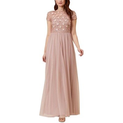 Женское длинное вечернее платье Adrianna Papell с розовыми украшениями, 4 BHFO 6909