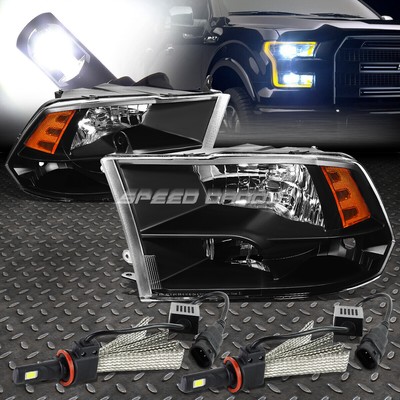ЧЕРНАЯ ЧЕТЫРЕХЪЯДЕРНАЯ ФАРА + ЯНТАРНЫЙ УГОЛ + БЕЛАЯ СВЕТОДИОДНАЯ СИСТЕМА 6000K ДЛЯ 09-17 RAM DS DJ D2