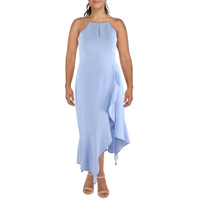 Женское синее миди-платье Xscape на бретелях с разрезом по бокам и расклешенными рукавами 16 BHFO 8051