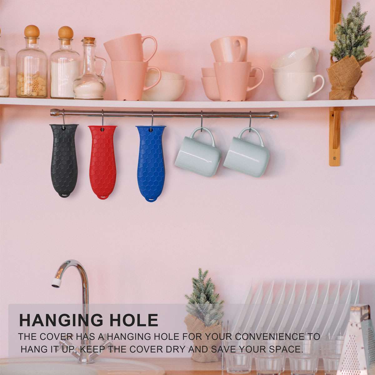 4PCS Pot Holder Cast Iron Hot Skillet Silicone Handle Cover Potholder Pan Sleeve